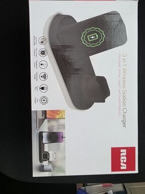 RCA 3-in-1 Wireless Charging Station - Black